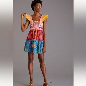 Farm Rio Colorful Patchwork Sleeveless Dress